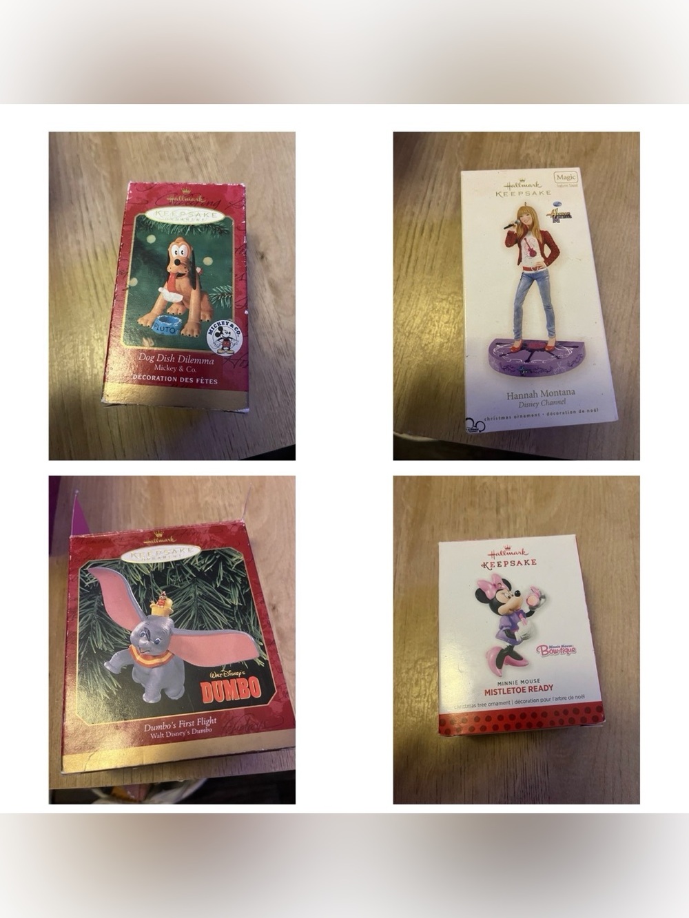 Vintage Hallmark Keepsake Disney Christmas Ornament Lot 4 Pc w/ Original Boxes